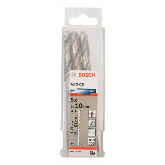 Metallbohrer HSS-Co, DIN 338, 10 x 87 x 133 mm, 5er-Pack-Beschreibung lesen