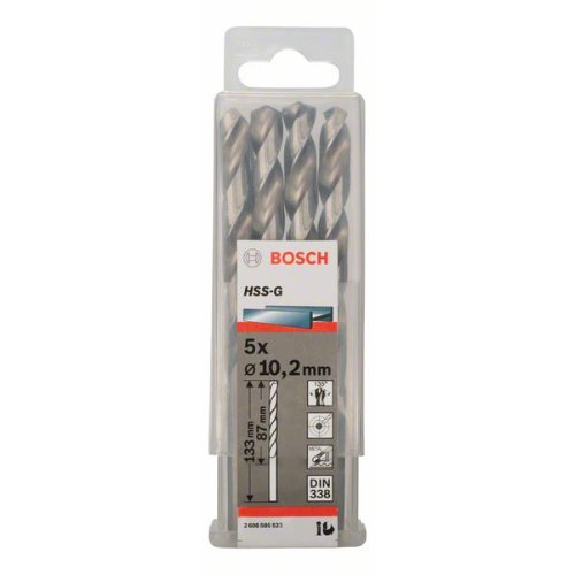 Metallbohrer HSS-G, DIN 338, 10,2 x 87 x 133 mm, 5er-Pack-Beschreibung lesen