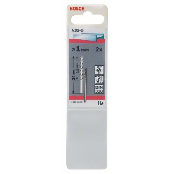 Metallbohrer HSS-G, DIN 338, 1 x 12 x 34 mm, 2er-Pack-Beschreibung lesen