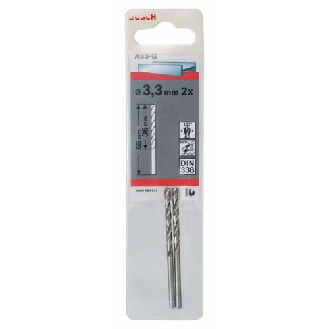 Metallbohrer HSS-G, DIN 338, 3,3 x 36 x 65 mm, 2er-Pack-Beschreibung lesen