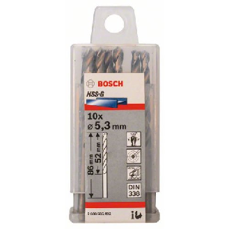 Metallbohrer HSS-G, DIN 338, 5,3 x 52 x 86 mm, 10er-Pack-Beschreibung lesen