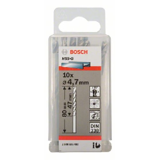 Metallbohrer HSS-G, DIN 338, 4,7 x 47 x 80 mm, 10er-Pack-Beschreibung lesen