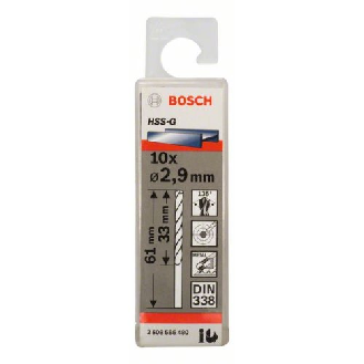 Metallbohrer HSS-G, DIN 338, 2,9 x 33 x 61 mm, 10er-Pack-Beschreibung lesen