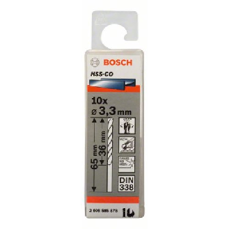 Metallbohrer HSS-Co, DIN 338, 3,3 x 36 x 65 mm, 10er-Pack-Beschreibung lesen