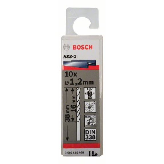 Metallbohrer HSS-G, DIN 338, 1,2 x 16 x 38 mm, 10er-Pack-Beschreibung lesen