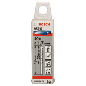 Metallbohrer HSS-G, DIN 338, 1,7 x 20 x 43 mm, 10er-Pack-Beschreibung lesen