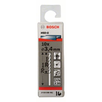 Metallbohrer HSS-G, DIN 338, 3,4 x 39 x 70 mm, 10er-Pack-Beschreibung lesen
