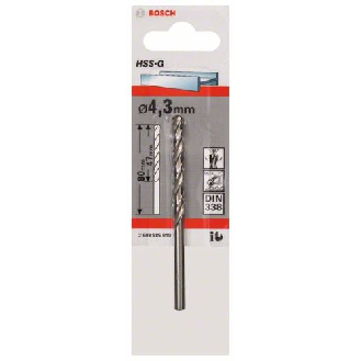 Metallbohrer HSS-G, DIN 338, 4,3 x 47 x 80 mm, 1er-Pack-Beschreibung lesen