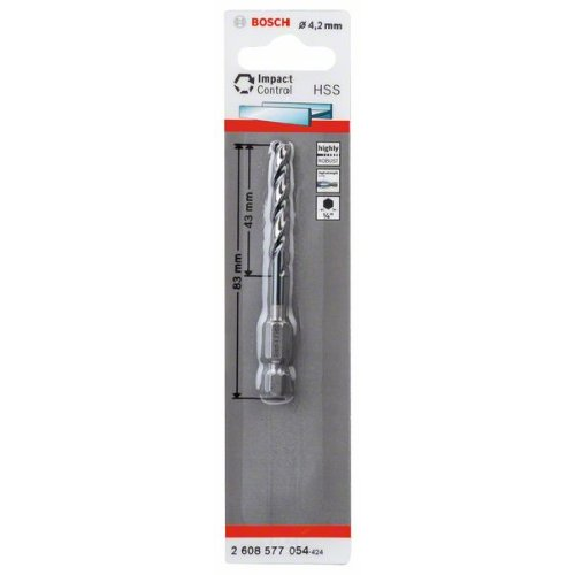 HSS Spiralbohrer Impact Control mit Sechskantschaft, 4,2 x 43 x 83 mm, 1er-Pack HSS Spiralbohrer Impact Control mit Sechskantschaft, 4,2 x 43 x 83 mm, 1er-Pack-Beschreibung lesen