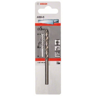 Metallbohrer HSS-G, DIN 338, 5 x 52 x 86 mm, 1er-Pack-Beschreibung lesen