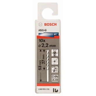 Metallbohrer HSS-G, DIN 338, 2,2 x 27 x 53 mm, 10er-Pack-Beschreibung lesen