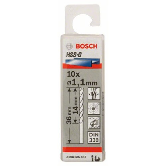 Metallbohrer HSS-G, DIN 338, 1,1 x 14 x 36 mm, 10er-Pack-Beschreibung lesen