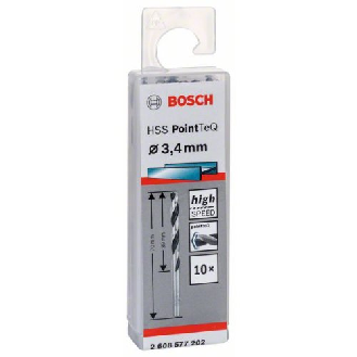 Metallspiralbohrer HSS PointTeQ, DIN 338, 3,4 mm, 10er-Pack-Beschreibung lesen