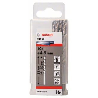 Metallbohrer HSS-G, DIN 338, 4,8 x 52 x 83 mm, 10er-Pack-Beschreibung lesen