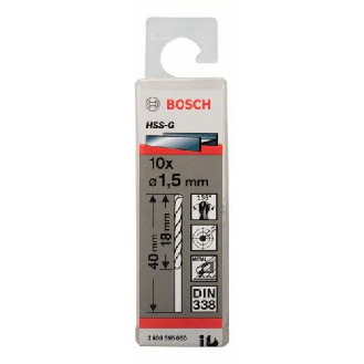 Metallbohrer HSS-G, DIN 338, 1,5 x 18 x 40 mm, 10er-Pack-Beschreibung lesen