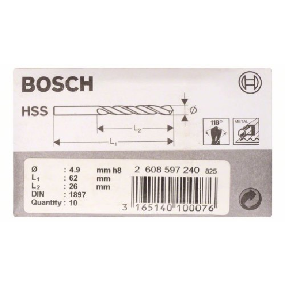 Karosseriebohrer HSS-R, DIN 1897, 4,9 x 26 x 62 mm-Beschreibung lesen