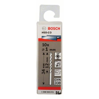Metallbohrer HSS-Co, DIN 338, 1 x 12 x 34 mm, 10er-Pack-Beschreibung lesen
