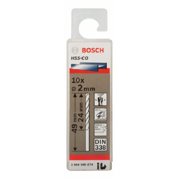 Metallbohrer HSS-Co, DIN 338, 2 x 24 x 49 mm, 10er-Pack-Beschreibung lesen