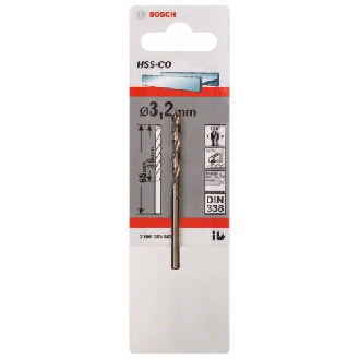 Metallbohrer HSS-Co, DIN 338, 3,2 x 36 x 65 mm, 1er-Pack-Beschreibung lesen