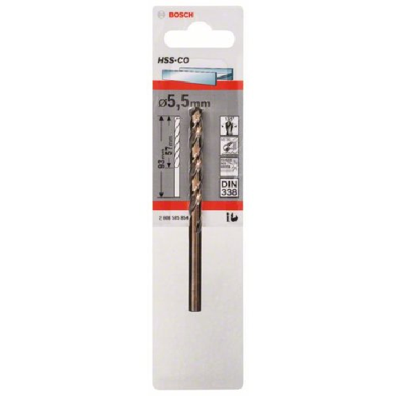 Metallbohrer HSS-Co, DIN 338, 5,5 x 57 x 93 mm, 1er-Pack-Beschreibung lesen