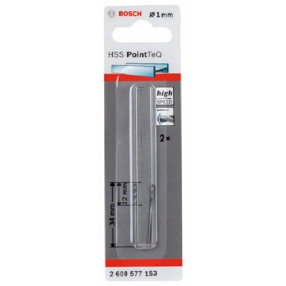 Metallspiralbohrer HSS PointTeQ, DIN 338, 1,0 mm, 2er-Pack-Beschreibung lesen