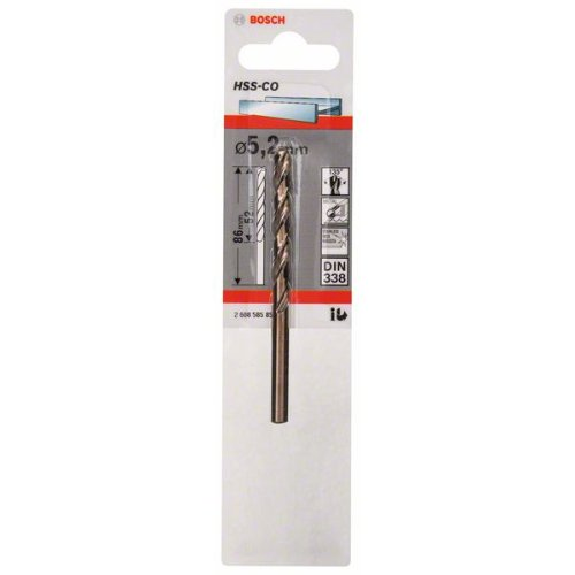 Metallbohrer HSS-Co, DIN 338, 5,2 x 52 x 86 mm, 1er-Pack-Beschreibung lesen