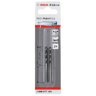 Metallspiralbohrer HSS PointTeQ, DIN 338, 2,5 mm, 2er-Pack-Beschreibung lesen