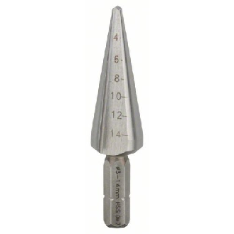 Blechschälbohrer HSS, Sechskantschaft, 3 - 14 mm, 60 mm, 1/4"-Beschreibung lesen
