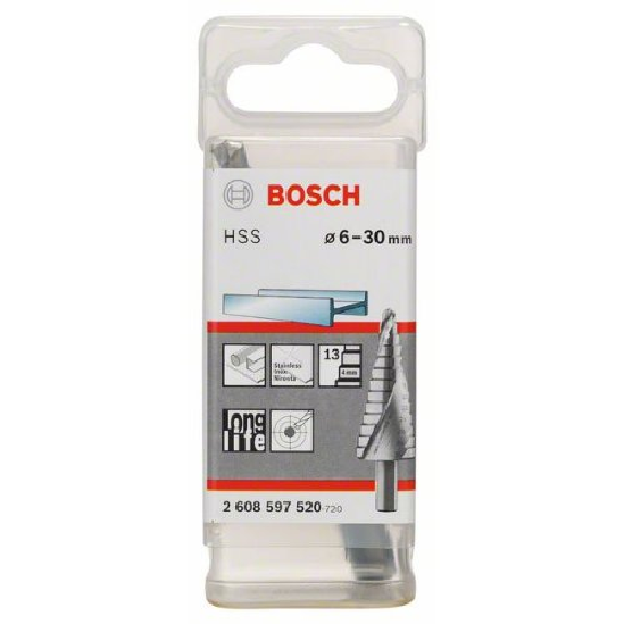 Stufenbohrer HSS, 6 - 30 mm, 10 mm, 93,5 mm, 14 Stufen-Beschreibung lesen