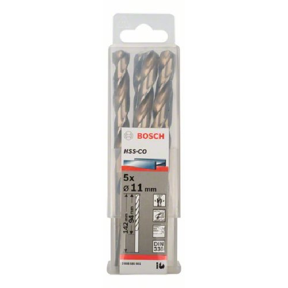 Metallbohrer HSS-Co, DIN 338, 11 x 94 x 142 mm, 5er-Pack-Beschreibung lesen