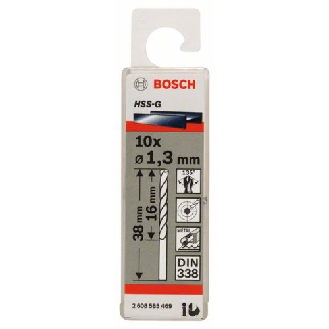 Metallbohrer HSS-G, DIN 338, 1,3 x 16 x 38 mm, 10er-Pack-Beschreibung lesen
