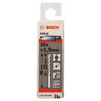Metallbohrer HSS-G, DIN 338, 1,9 x 22 x 46 mm, 10er-Pack-Beschreibung lesen