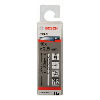 Metallbohrer HSS-G, DIN 338, 2,5 x 30 x 57 mm, 10er-Pack-Beschreibung lesen