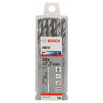 Metallbohrer HSS-G, DIN 338, 7,7 x 75 x 117 mm, 10er-Pack-Beschreibung lesen