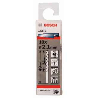 Metallbohrer HSS-G, DIN 338, 2,1 x 24 x 49 mm, 10er-Pack-Beschreibung lesen