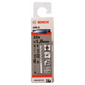 Metallbohrer HSS-G, DIN 338, 1,8 x 22 x 46 mm, 10er-Pack-Beschreibung lesen