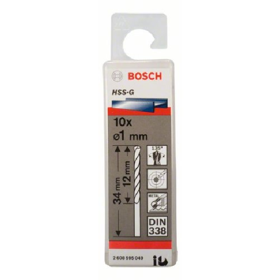 Metallbohrer HSS-G, DIN 338, 1 x 12 x 34 mm, 10er-Pack-Beschreibung lesen