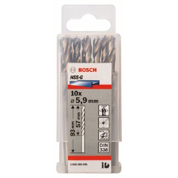 Metallbohrer HSS-G, DIN 338, 5,9 x 57 x 93 mm, 10er-Pack-Beschreibung lesen