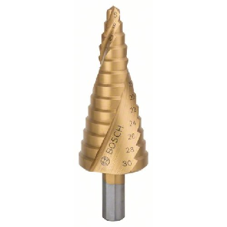 Stufenbohrer HSS-TiN, 6 - 30 mm, 10 mm, 93,5 mm, 13 Stufen-Beschreibung lesen