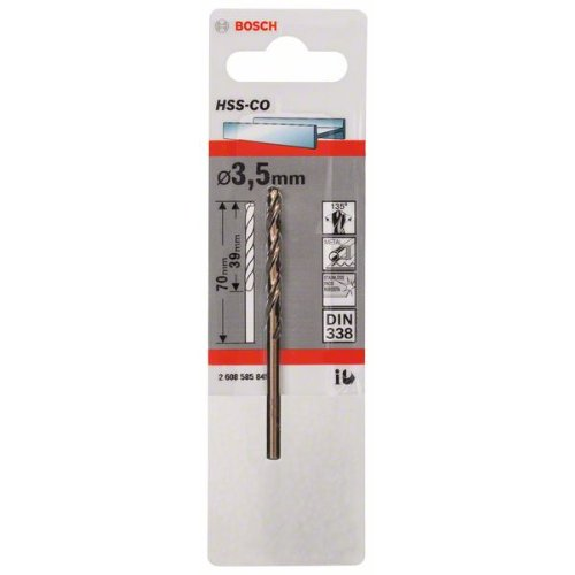 Metallbohrer HSS-Co, DIN 338, 3,5 x 39 x 70 mm, 1er-Pack-Beschreibung lesen