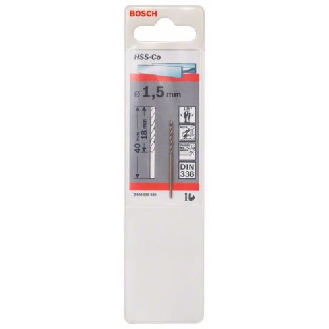 Metallbohrer HSS-Co, DIN 338, 1,5 x 18 x 40 mm, 1er-Pack-Beschreibung lesen