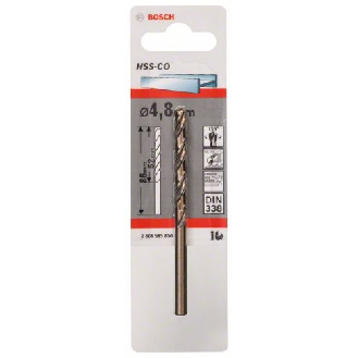 Metallbohrer HSS-Co, DIN 338, 4,8 x 52 x 86 mm, 1er-Pack-Beschreibung lesen