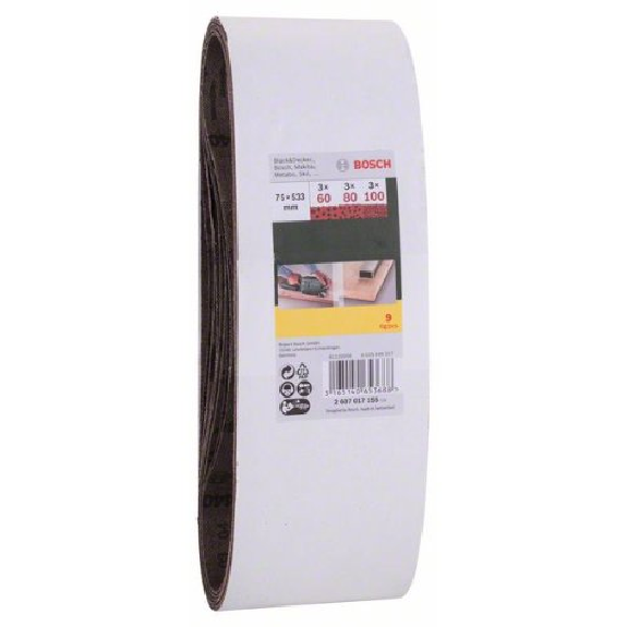 Schleifband-Set für Bandschleifer, 9-teilig,rote Qualität, 75 x 533 mm,60,80,100-Beschreibung lesen