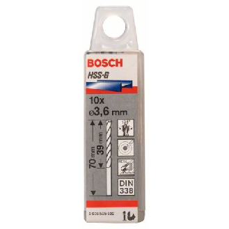 Metallbohrer HSS-G, DIN 338, 3,6 x 39 x 70 mm, 10er-Pack-Beschreibung lesen