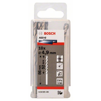 Metallbohrer HSS-G, DIN 338, 4,9 x 52 x 86 mm, 10er-Pack-Beschreibung lesen
