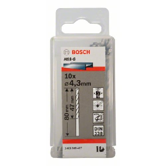 Metallbohrer HSS-G, DIN 338, 4,3 x 47 x 80 mm, 10er-Pack-Beschreibung lesen