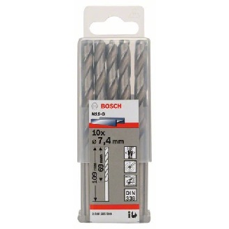 Metallbohrer HSS-G, DIN 338, 7,4 x 69 x 109 mm, 10er-Pack-Beschreibung lesen