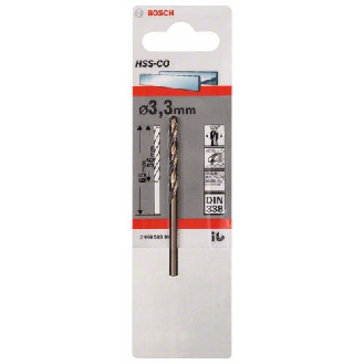 Metallbohrer HSS-Co, DIN 338, 3,3 x 36 x 65 mm, 1er-Pack-Beschreibung lesen