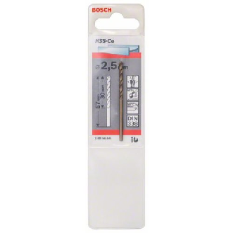 Metallbohrer HSS-Co, DIN 338, 2,5 x 30 x 57 mm, 1er-Pack-Beschreibung lesen