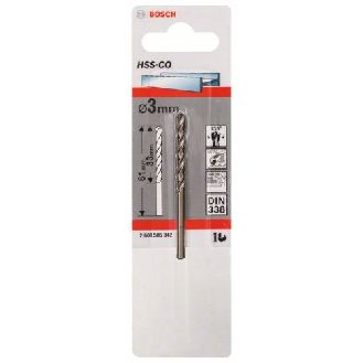 Metallbohrer HSS-Co, DIN 338, 3 x 33 x 61 mm, 1er-Pack-Beschreibung lesen